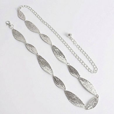 Women's Leaf Link Chain Waist Belt Textured Metal Leaf Disc Adjustable Fashion Statement Belt