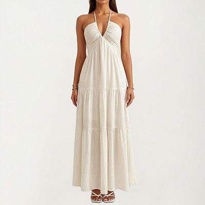 short lace halter dress Cute Halter Lace Short Mini Wedding Dress Custom Made / White main image 0