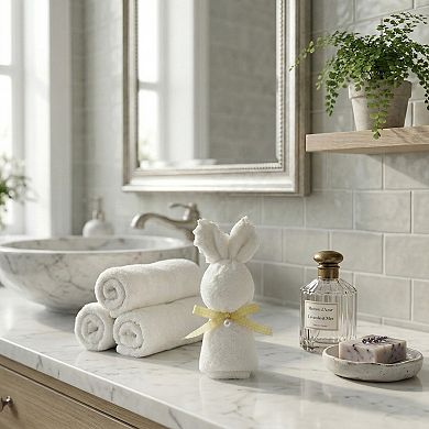 Bunny Shaped Washcloth 11.8 Inch Soft Plush Face Towel Gift Ready Design