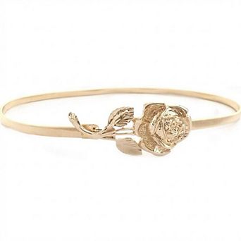 Women's Slim Floral Metal Waist Belt Delicate Rose Buckle Skinny Adjustable Dress Belt