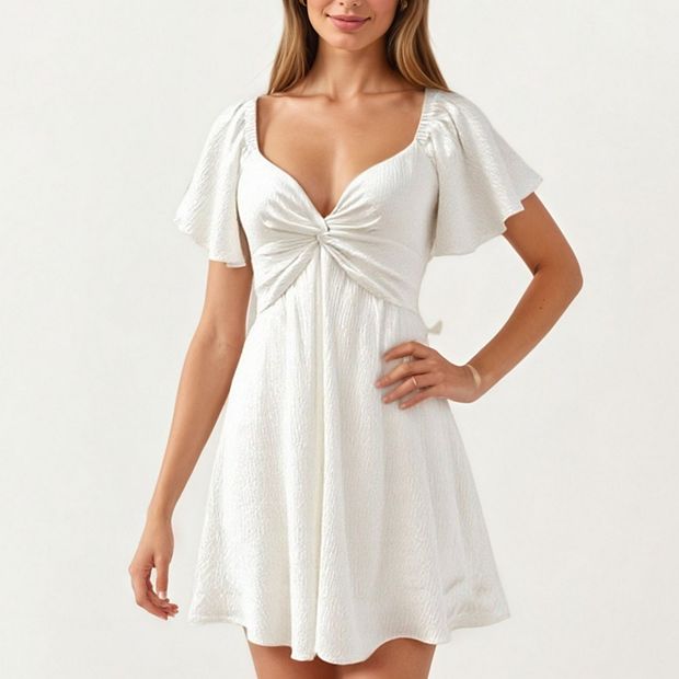 knee length dresses for ladies Wild Flowers Twist Front Cutout Mini Dress – Pink With Envy Boutique main image 1