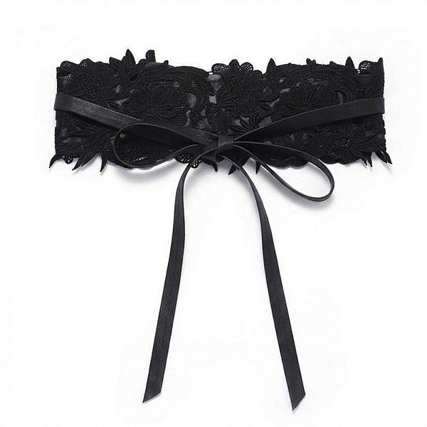 black lace dress belt Black 1950s Halloween Lace Belt Dress