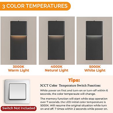 1-Light H13 in Modern Simple Sqaure 10W Integrated LED Outdoor Wall Sconce with Dusk to Dawn Sensor