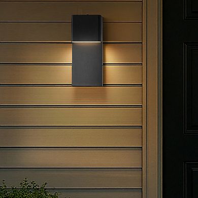 1-Light H13 in Modern Simple Sqaure 10W Integrated LED Outdoor Wall Sconce with Dusk to Dawn Sensor