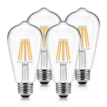 ST58 Edison LED Bulb 60W Equivalent, E26 Base 2700K Warm White Vintage Filament, 4 Pack