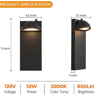 1 Light H11 in. Modern Outdoor Integrated LED Wall Light with Dusk-to-Dawn Sensor Minimalist Lines