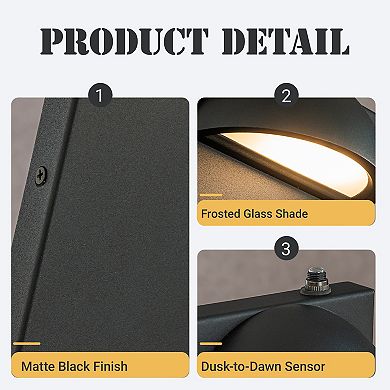 1 Light H11 in. Modern Outdoor Integrated LED Wall Light with Dusk-to-Dawn Sensor Minimalist Lines