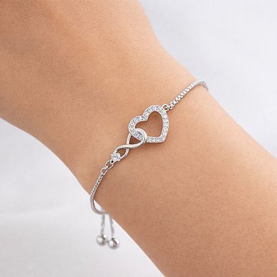 Crystal Infinity Heart Adjustable Bracelet