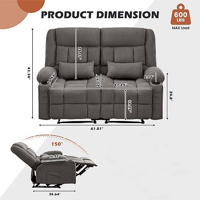 Modern Manual Reclining Loveseat