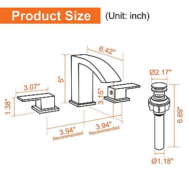 8 in. Widespread 2-Handle Bathroom Faucet With Pop Up Drain for 3-Holes Mount