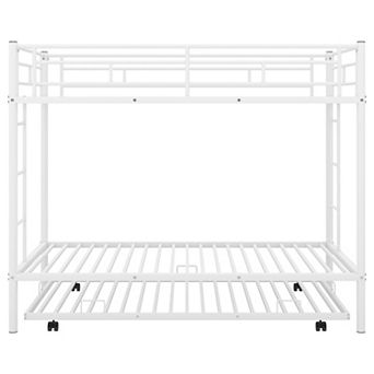 GOODSILO Metal Bunk Bed with Underbed Trundle and Dual Ladders