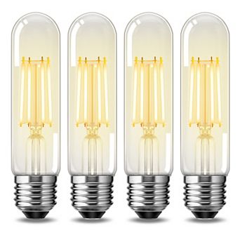T25/T30 Edison LED Tubular Bulb 40W Equivalent, E26 Base 2700K Warm White Dimmable Vintage, 4 Pack
