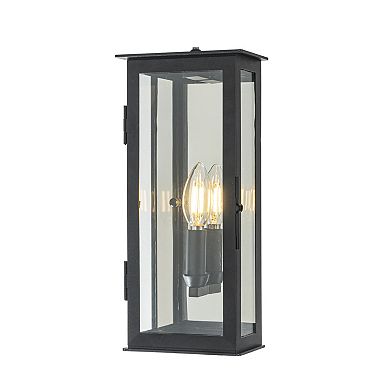 1 Light H12 in. Modern Matte Black Outdoor Wall Light with Dusk-to-Dawn Sensor Simplicity Exterior
