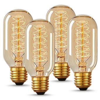 Vintage T45 Edison Incandescent Bulb 40W Equivalent, E26 Base 2700K Soft White Dimmable, 4 Pack