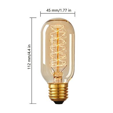 Vintage T45 Edison Incandescent Bulb 40W Equivalent, E26 Base 2700K Soft White Dimmable, 4 Pack