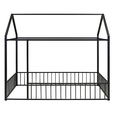 GOODSILO Metal House Bed Frame with Protective Fencing