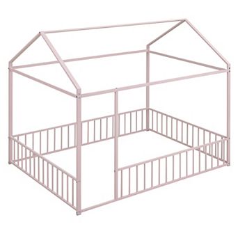 GOODSILO Metal House Bed Frame with Protective Fencing