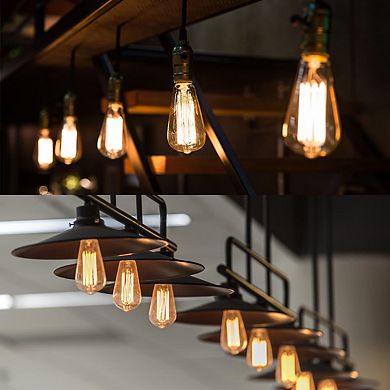 Vintage ST64 Edison Incandescent Bulb 60W Equivalent, E26 Base 2700K Amber Glass Dimmable, 6 Pack