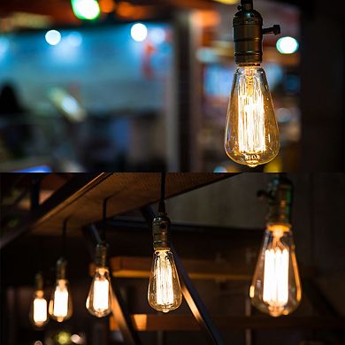 Vintage ST64 Edison Incandescent Bulb 60W Equivalent, E26 Base 2700K Amber Glass Dimmable, 6 Pack