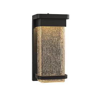1-Light H12 in Modern Seeded Glass12W Integrated LED Outdoor Wall Sconce with Dusk to Dawn Sensor
