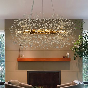 8-lights Stainless Steel Firework Crystal Chandelier In Antique Bronze For Living Room