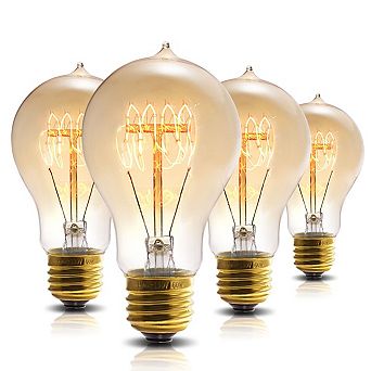 Vintage A19 Edison Incandescent Bulb 60W Equivalent, E26 Base 2700K Warm Glow Dimmable, 4 Pack