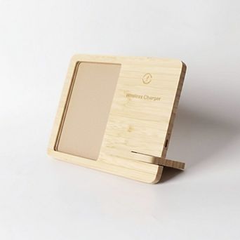 Bamboo Photo Frame with Wireless Charging Pad Compatible with Qi Enabled Devices