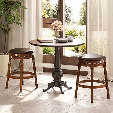 Set of 2 24/29 Inch Swivel Leather Padded Bar Stools