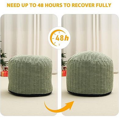Round Faux Fur Pouf Ottoman with Foam Filling, Storage Foot Stool