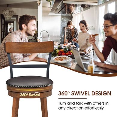 Set of 2 Swivel Counter Height Bar Stools