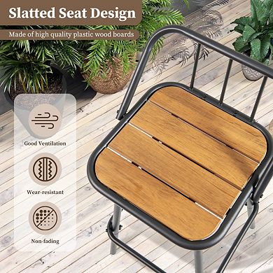 Set of 2 Swivel Bar Stools with Backrest and Footrest