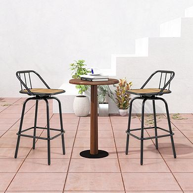 Set of 2 Swivel Bar Stools with Backrest and Footrest