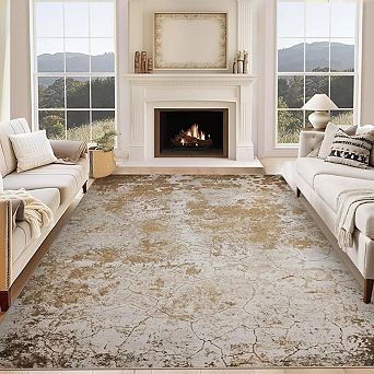 Modern Abstract Area Rug, Washable Soft Low Pile Non Slip Carpet for Living Room Bedroom Dining
