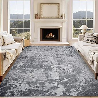 Modern Abstract Area Rug, Washable Soft Low Pile Non Slip Carpet for Living Room Bedroom Dining