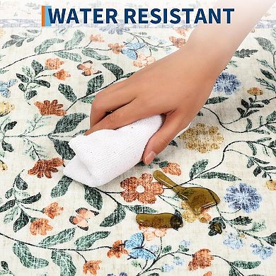 Washable Ultra-Soft Vintage Floral Rug, Non-Slip Foldable Thin Mat for Living Room, Nursery, Office