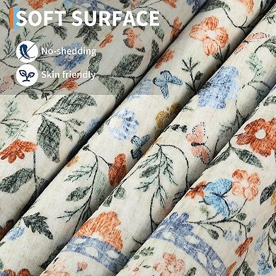 Washable Ultra-Soft Vintage Floral Rug, Non-Slip Foldable Thin Mat for Living Room, Nursery, Office