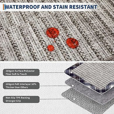 Washable Modern Bordered Rug, Soft Anti-Skid Folding Carpet, Non-Shedding Indoor Home Rug