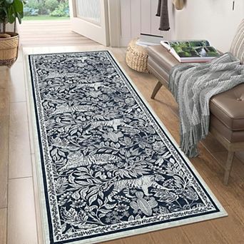 Washable Jungle Area Rug, Ultra Thin Non Slip, Soft Stain Resistant, for Living Room, Bedroom