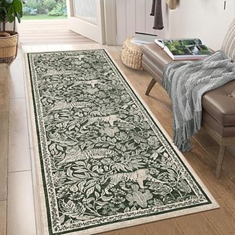 Washable Jungle Area Rug, Ultra Thin Non Slip, Soft Stain Resistant, for Living Room, Bedroom