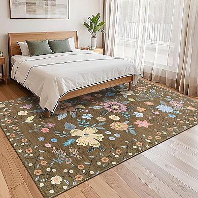 Pearl Velvet Washable Area Rug, Modern Multicolor Foldable Carpet for Living Room & Bedroom