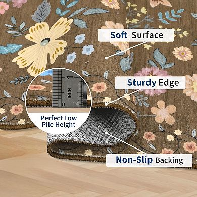 Pearl Velvet Washable Area Rug, Modern Multicolor Foldable Carpet for Living Room & Bedroom