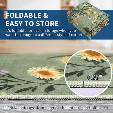 Soft Washable Non-Slip Modern Area Rug, Ultra-Thin Carpet for Home & Office