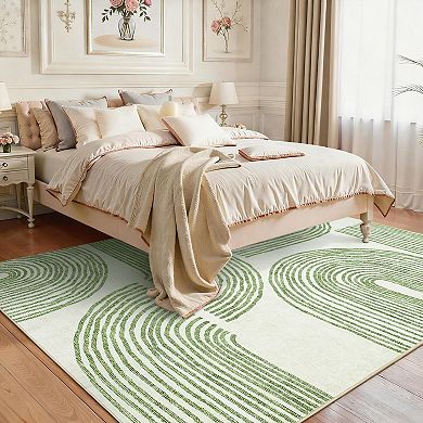 Modern Abstract Geometric Rug - Washable Non-Slip Low-Pile Carpet for Home