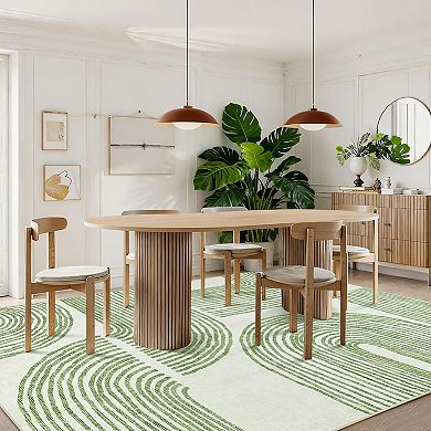 Modern Abstract Geometric Rug - Washable Non-Slip Low-Pile Carpet for Home