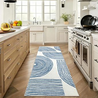 Modern Abstract Geometric Rug - Washable Non-Slip Low-Pile Carpet for Home