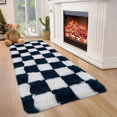 Checkered Non-Slip Rug - Ultra-Soft Non-Shedding Floor Mat for Home & Classroom