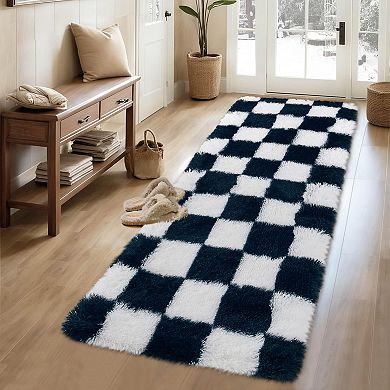 Checkered Non-Slip Rug - Ultra-Soft Non-Shedding Floor Mat for Home & Classroom