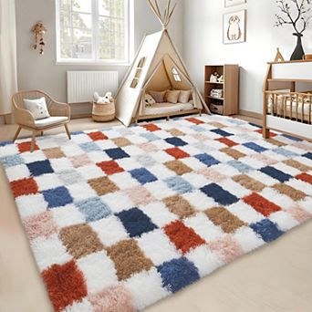 Checkered Non-Slip Rug - Ultra-Soft Non-Shedding Floor Mat for Home & Classroom