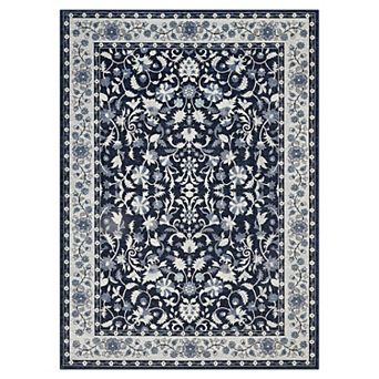 Faux Cashmere Rug - Vintage Floral Pattern Washable Carpet for Home Decor