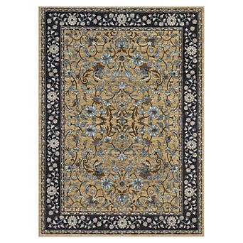 Faux Cashmere Rug - Vintage Floral Pattern Washable Carpet for Home Decor